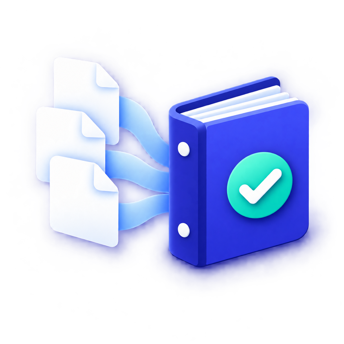 Attachment Binder icon showing PDF pages entering a verified binder