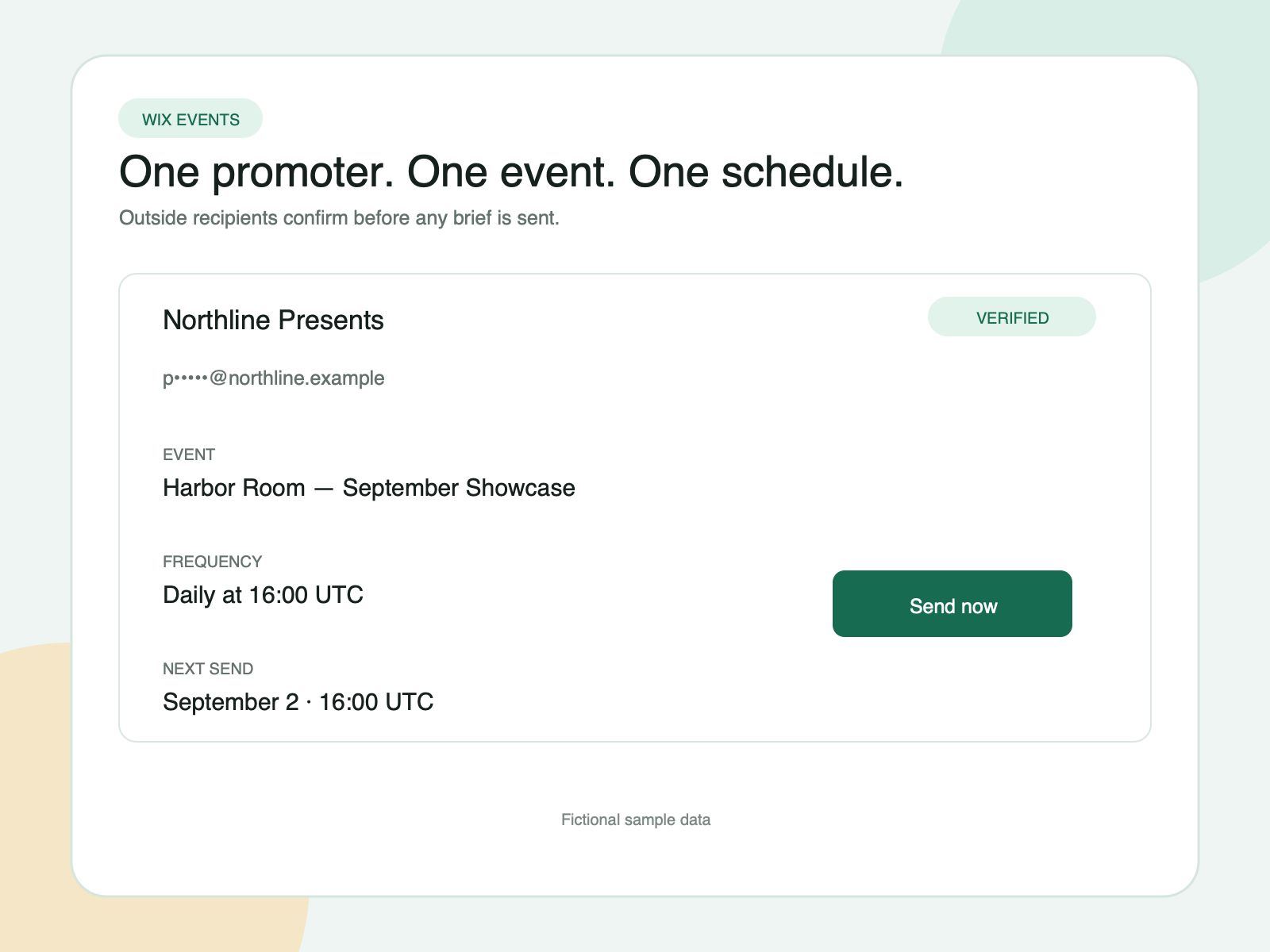 Verified promoter recipient and daily schedule